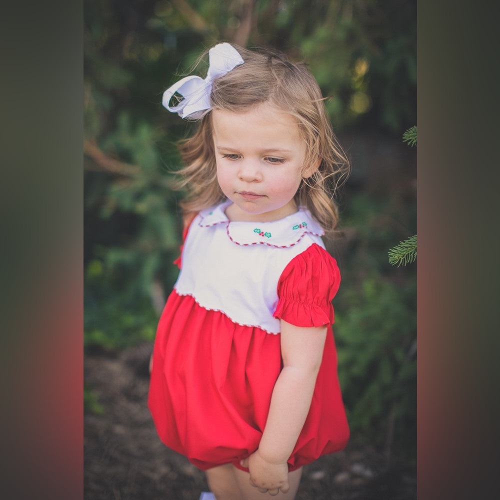The Proper Peony Baby Girls 3M Bubble Red Tinsel Christmas Holiday Collar Luxury